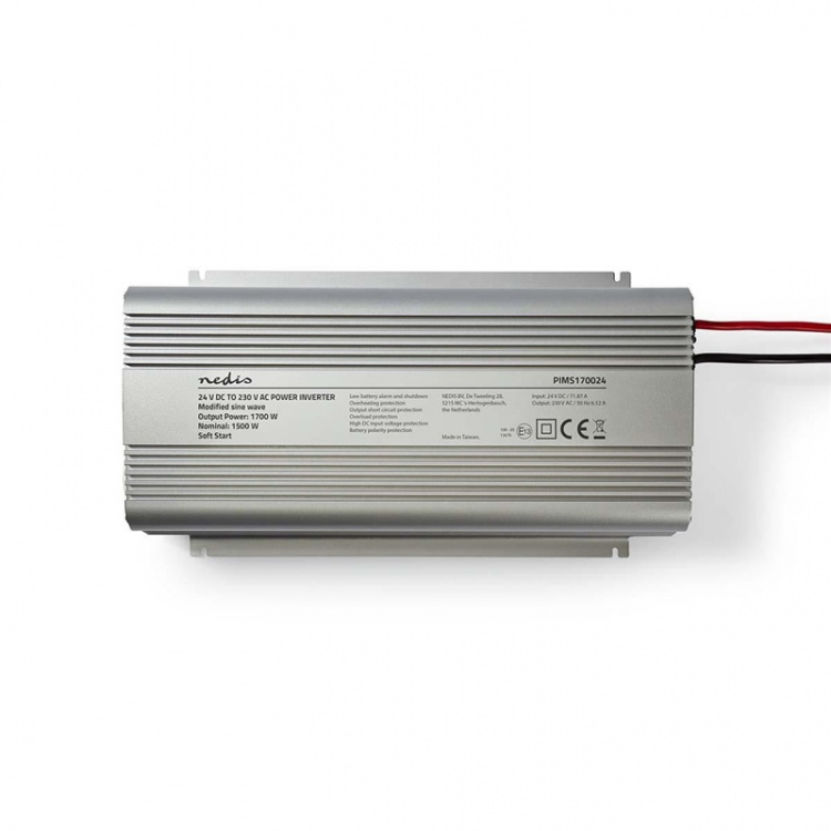 Nedis Power Inverter Modified Sine Wave | Input voltage: 24 V DC | Device power output connection(s): Type F (CEE 7/3) | 230 V AC 50 Hz | 1700 W | Peak power output: 3000 W | Screw Terminal | Silver
