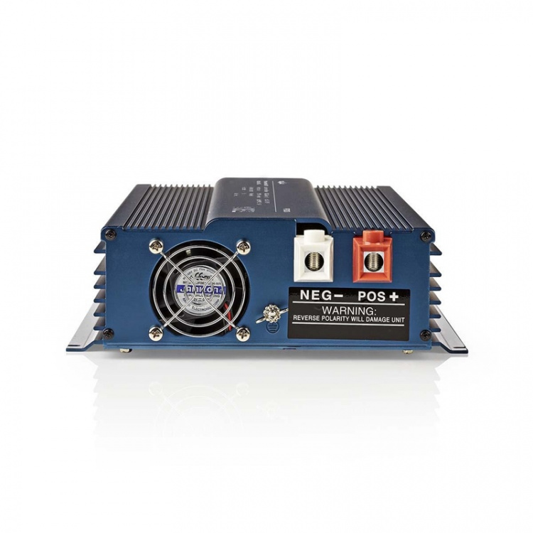 Nedis Power Inverter Pure Sine Wave | Input voltage: 24 V DC | Device power output connection(s): Type F (CEE 7/3) | 230 V AC 50 Hz | 1000 W | Peak power output: 2000 W | Screw Terminal | Pure Sine Wave | Fuse | Blue Nedis Power Inverter Pure Sine Wave | Input voltage: 24 V DC | Device power output connection(s): Type F (CEE 7/3) | 230 V AC 50 Hz | 1000 W | Peak power output: 2000 W | Screw Terminal | Pure Sine Wave | Fuse | Blue