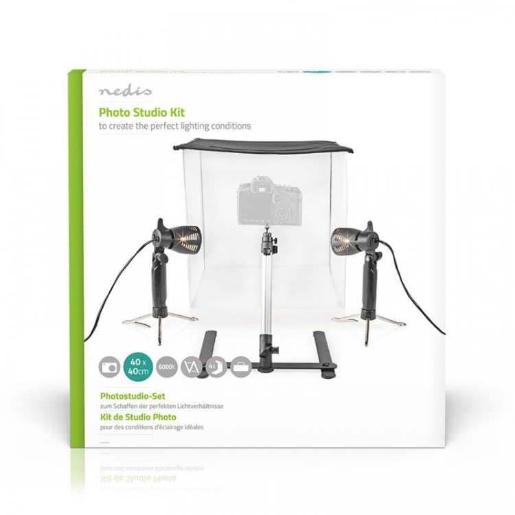 Nedis Portable Photo Studio Kit | 400 lm | Foldable | Backgrounds included | Travel bag included | Black Nedis Portable Photo Studio Kit | 400 lm | Foldable | Backgrounds included | Travel bag included | Black
