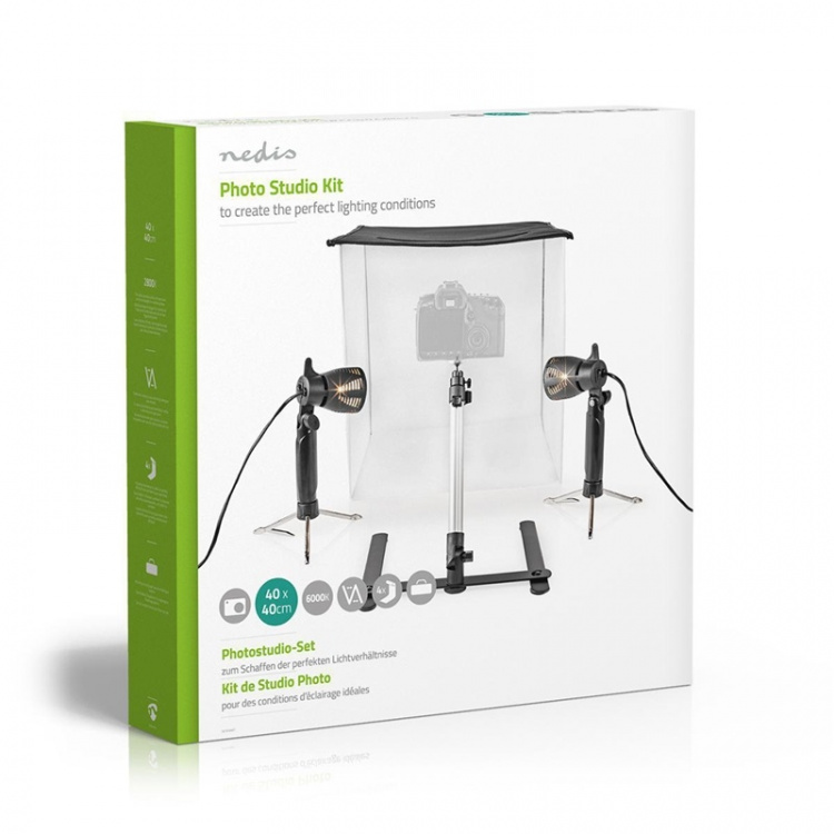 Nedis Portable Photo Studio Kit | 400 lm | Foldable | Backgrounds included | Travel bag included | Black Nedis Portable Photo Studio Kit | 400 lm | Foldable | Backgrounds included | Travel bag included | Black