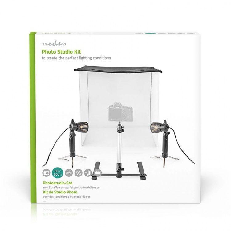 Nedis Portable Photo Studio Kit | 400 lm | Foldable | Backgrounds included | Travel bag included | Black Nedis Portable Photo Studio Kit | 400 lm | Foldable | Backgrounds included | Travel bag included | Black