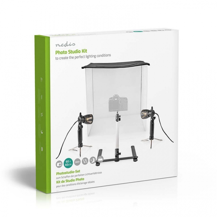 Nedis Portable Photo Studio Kit | 400 lm | Foldable | Backgrounds included | Travel bag included | Black Nedis Portable Photo Studio Kit | 400 lm | Foldable | Backgrounds included | Travel bag included | Black