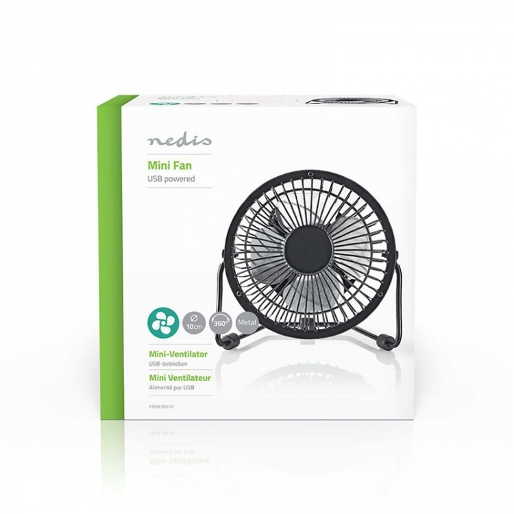 Nedis Table Fan | USB Powered | Diameter: 100 mm | 3 W | 1-Speed Setting | Black