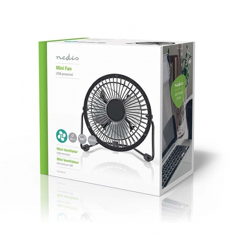 Nedis Table Fan | USB Powered | Diameter: 100 mm | 3 W | 1-Speed Setting | Black
