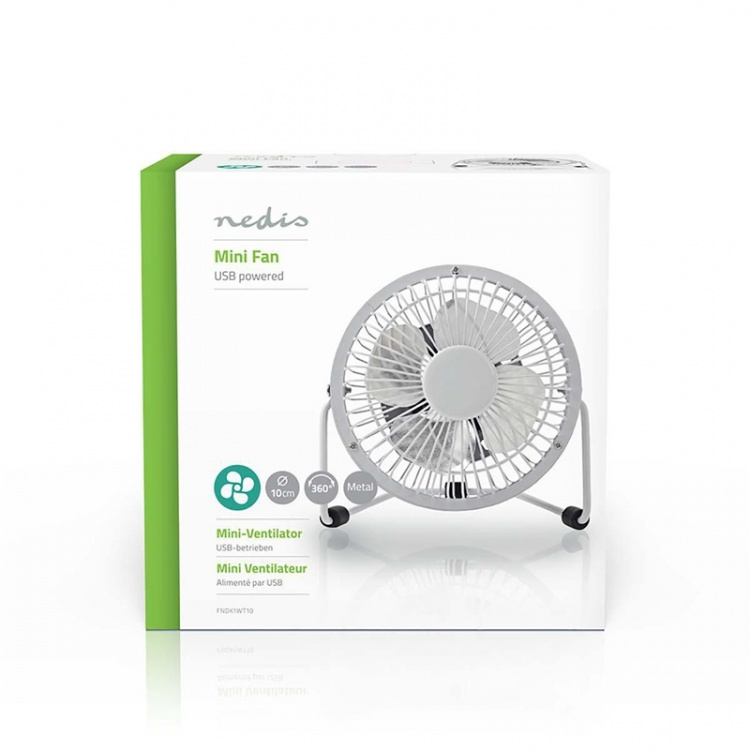 Nedis Table Fan | USB Powered | Diameter: 100 mm | 3 W | 1-Speed Setting | White