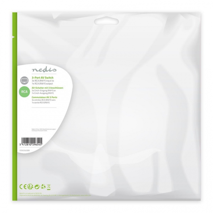 Nedis Composite Video Switch | 3 port(s) | Audio / video / data connections input: 3x Composite Video (RWY) | Audio / video / data connections output: 1x Composite Video (RWY) | 1024x576 | ABS | Black Nedis Composite Video Switch | 3 port(s) | Audio / video / data connections input: 3x Composite Video (RWY) | Audio / video / data connections output: 1x Composite Video (RWY) | 1024x576 | ABS | Black