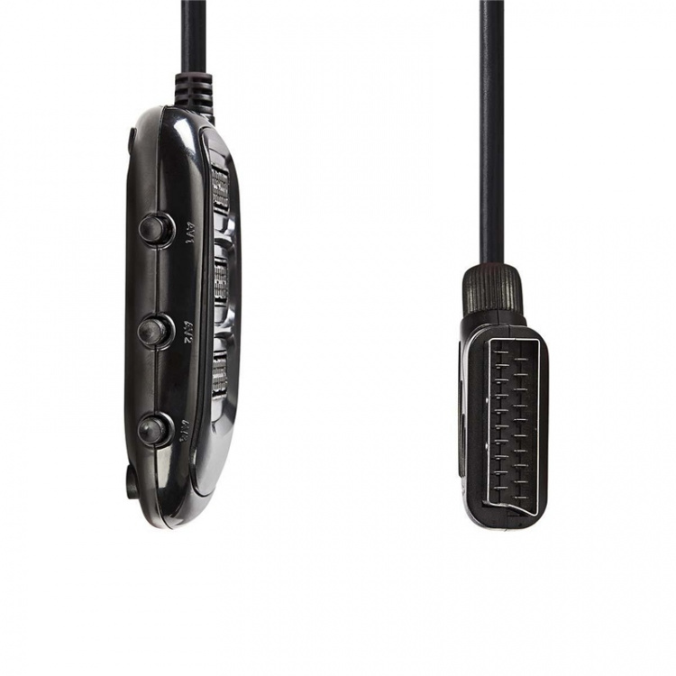 Nedis SCART Switch Box | SCART Male | 3x SCART Female | Nickel Plated | Maximum resolution: 1024x576 | 0.50 m | Round | PVC | Black | Envelope