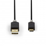 Nedis USB Cable | USB 2.0 | USB-A Male | USB-C™ Male | 60 W | 480 Mbps | Gold Plated | 1.00 m | Round | PVC | Anthracite | Window Box