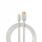 Nedis USB Cable | USB 2.0 | USB-A Male | USB-C™ Male | 15 W | 480 Mbps | Gold Plated | 2.00 m | Round | Braided / Nylon | Aluminium | Cover Window Box Nedis USB Cable | USB 2.0 | USB-A Male | USB-C™ Male | 15 W | 480 Mbps | Gold Plated | 2.00 m | Round | Braided / Nylon | Aluminium | Cover Window Box