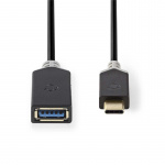 Nedis USB Adapter | USB 3.2 Gen 1 | USB-C™ Male | USB-A Female | 5 Gbps | 0.15 m | Round | Nickel Plated | PVC | Anthracite | Box