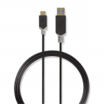 Nedis USB Cable | USB 3.2 Gen 1 | USB-A Male | USB-C™ Male | 60 W | 5 Gbps | Gold Plated | 1.00 m | Round | PVC | Anthracite | Window Box
