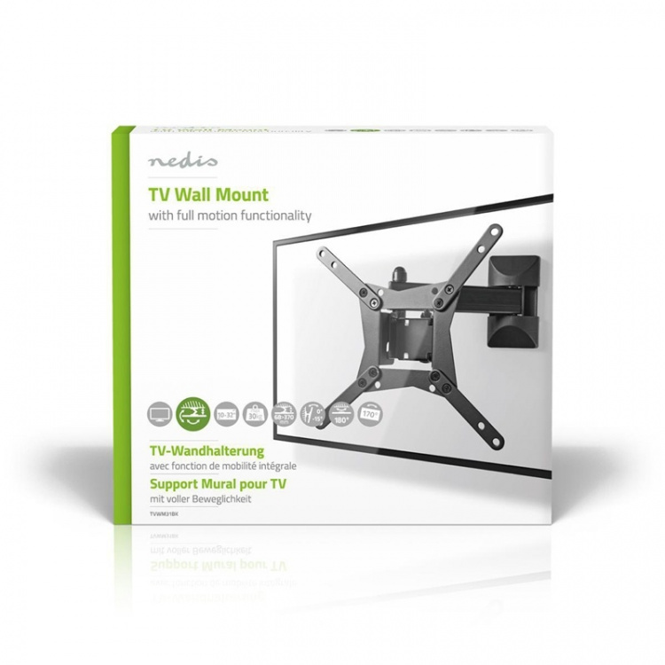 Nedis Full Motion TV Wall Mount | 10 - 32 