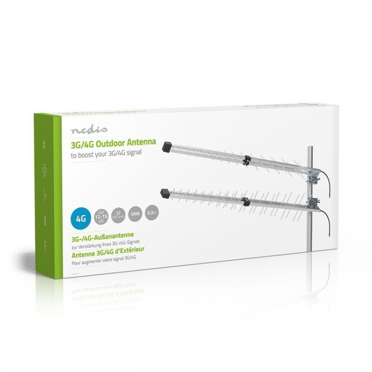 Nedis 4G / 5G Antenna | 5G | Outdoor | 698 - 3800 MHz | Gain: 15 dB | 0.30 m | Silver Nedis 4G / 5G Antenna | 5G | Outdoor | 698 - 3800 MHz | Gain: 15 dB | 0.30 m | Silver