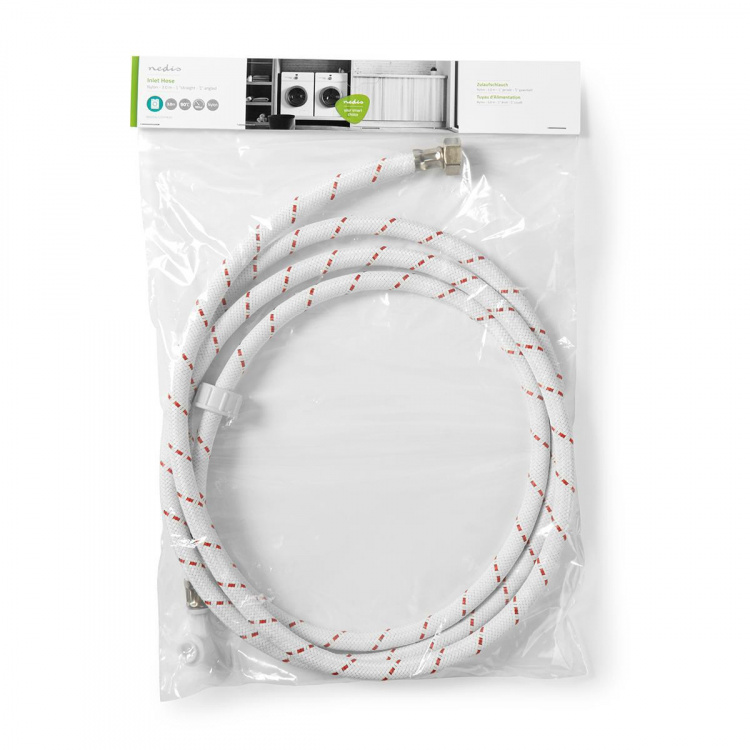 Nedis Nylon Inlet Hose | 1/2\'\' | 3/4\'\' | 10 Bar | 90 °C | 3.00 m | Application: Dish / Washing Machine | Nylon | Red / White