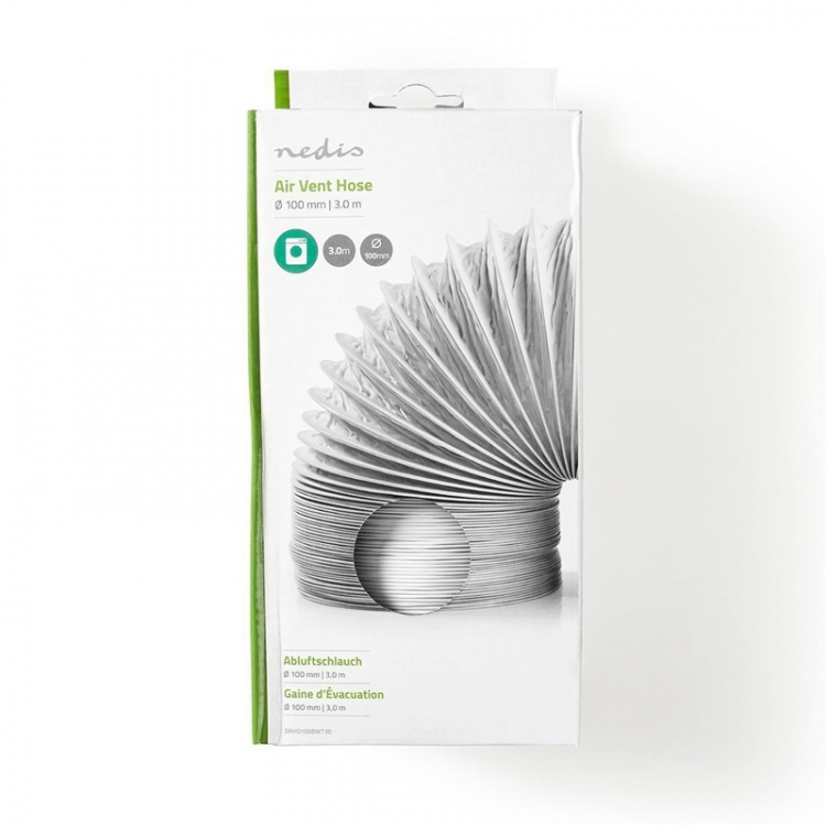Nedis PVC Air Outlet Hose | 100 mm | 3.00 m | Suitable for: Air Ventilation / Tumble Dryers | White