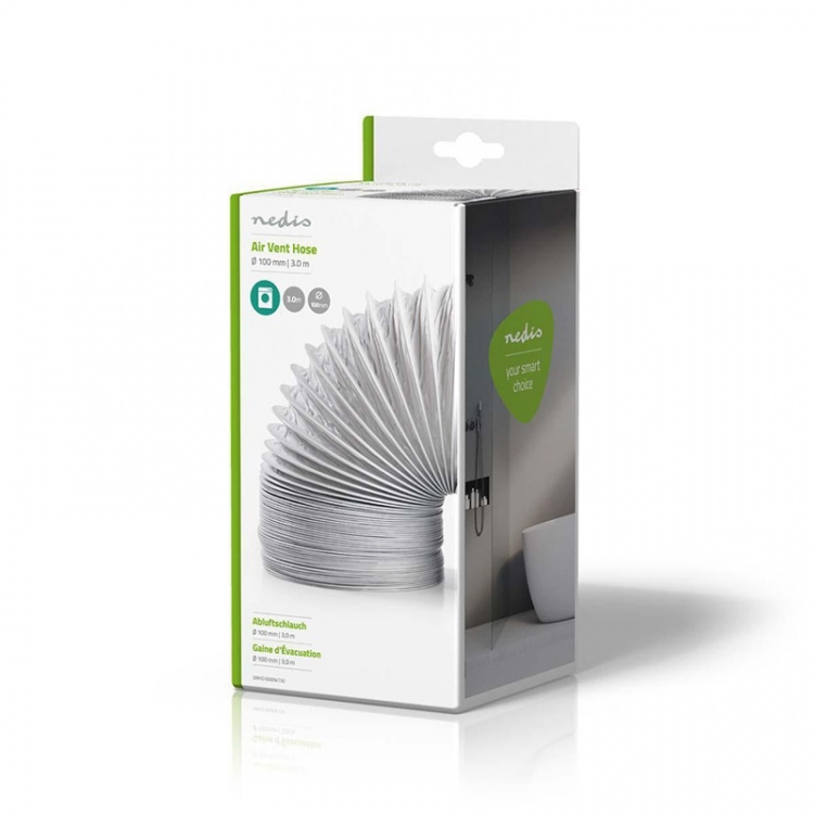 Nedis PVC Air Outlet Hose | 100 mm | 3.00 m | Suitable for: Air Ventilation / Tumble Dryers | White