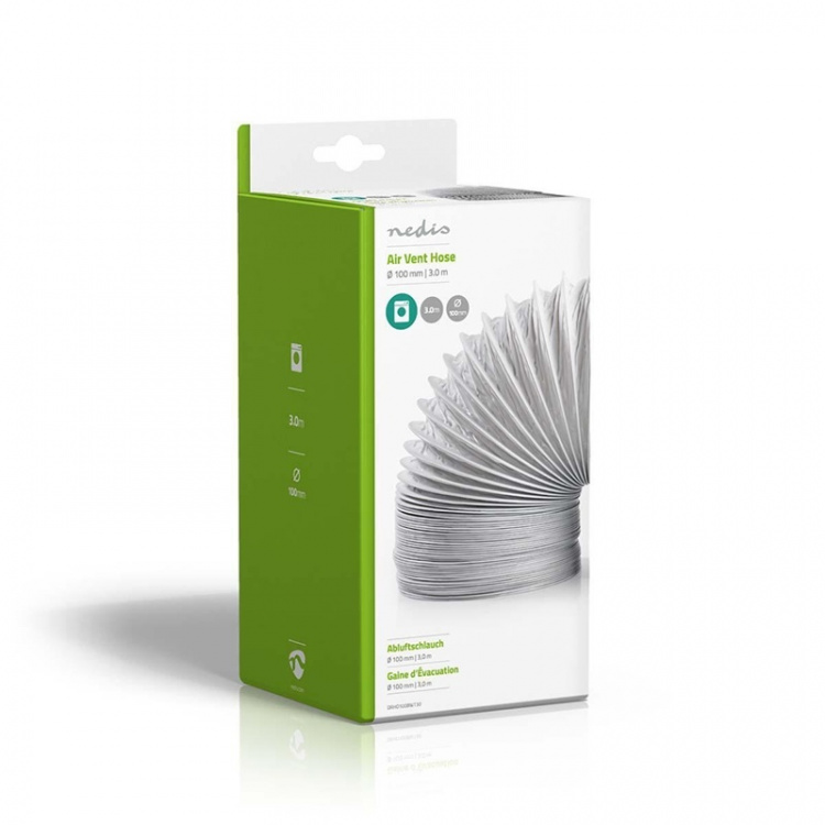 Nedis PVC Air Outlet Hose | 100 mm | 3.00 m | Suitable for: Air Ventilation / Tumble Dryers | White
