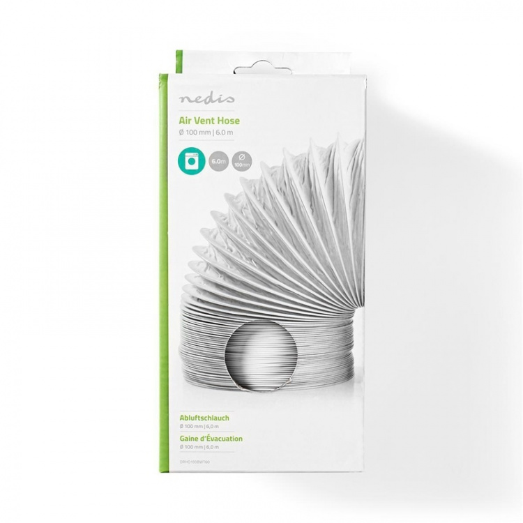 Nedis PVC Air Outlet Hose | 100 mm | 6.00 m | Suitable for: Air Ventilation / Tumble Dryers | White Nedis PVC Air Outlet Hose | 100 mm | 6.00 m | Suitable for: Air Ventilation / Tumble Dryers | White