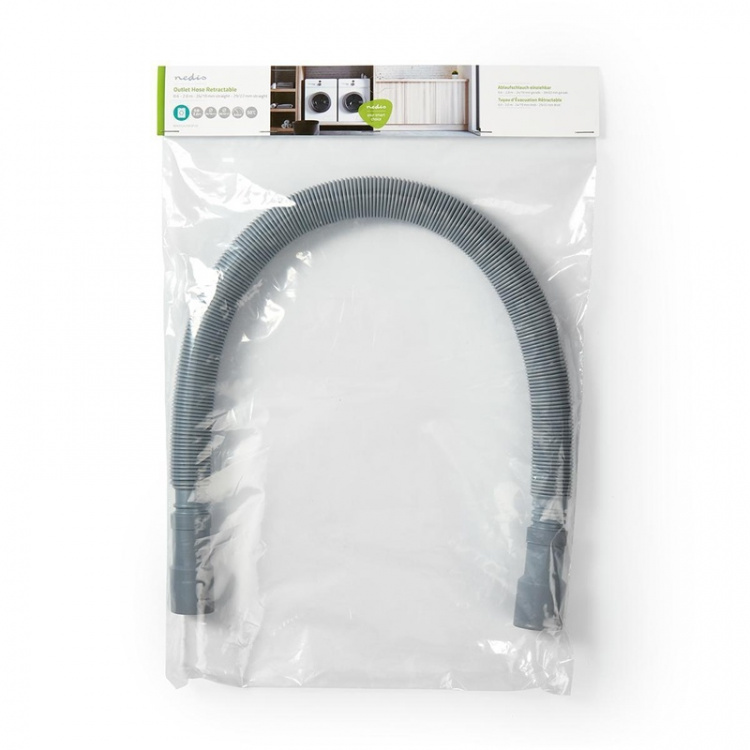 Nedis Extendable Outlet Hose | 24/19 mm | 29/22 mm | 0.5 Bar | 50 °C | 2.00 m | Dish / Washing Machine | PVC | Grey
