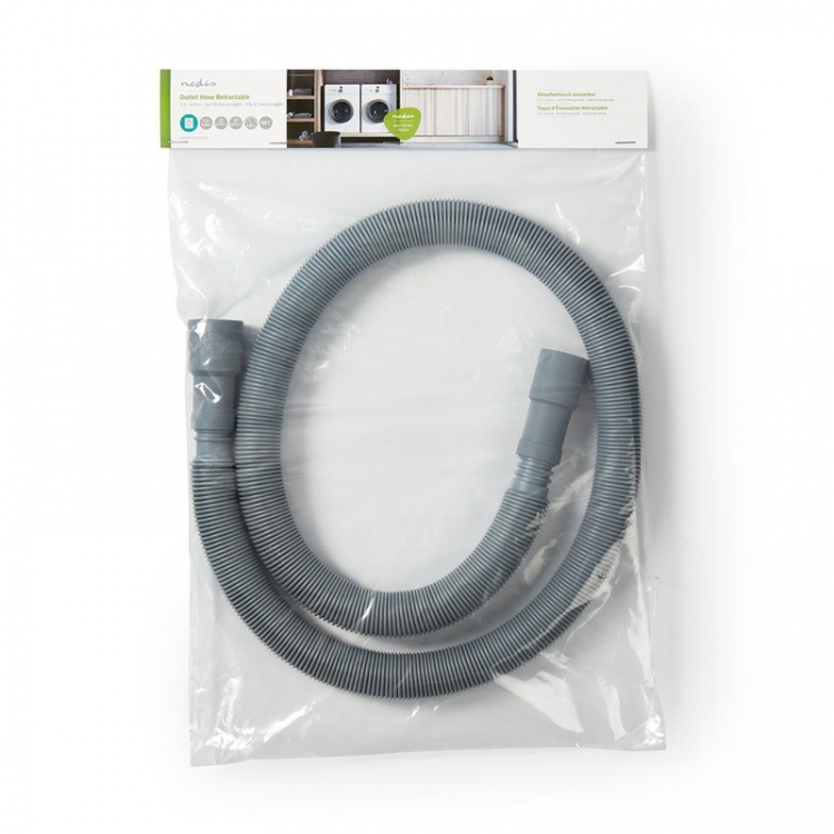 Nedis Extendable Outlet Hose | 24/19 mm | 29/22 mm | 0.5 Bar | 50 °C | 4.00 m | Dish / Washing Machine | PVC | Grey Nedis Extendable Outlet Hose | 24/19 mm | 29/22 mm | 0.5 Bar | 50 °C | 4.00 m | Dish / Washing Machine | PVC | Grey
