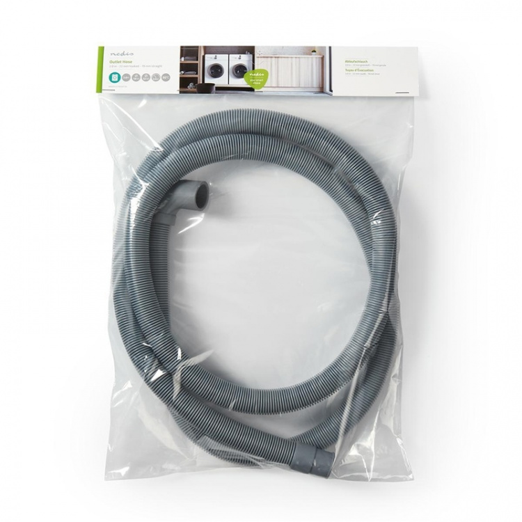 Nedis Outlet Hose | 22 mm | 19 mm | 0.5 Bar | 60 °C | 2.00 m | Application: Dish / Washing Machine | Grey Nedis Outlet Hose | 22 mm | 19 mm | 0.5 Bar | 60 °C | 2.00 m | Application: Dish / Washing Machine | Grey