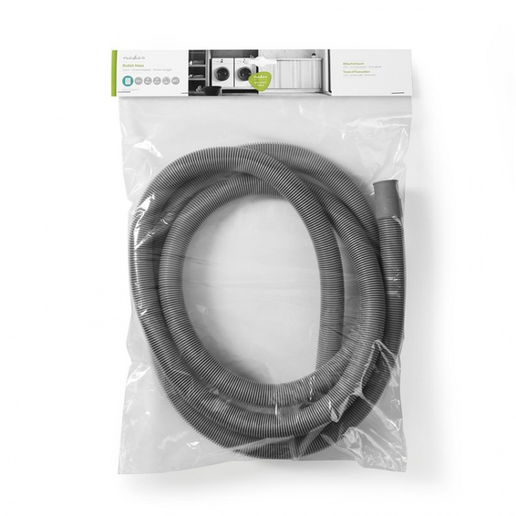 Nedis Outlet Hose | 22 mm | 19 mm | 0.5 Bar | 60 °C | 2.50 m | Application: Dish / Washing Machine | Grey
