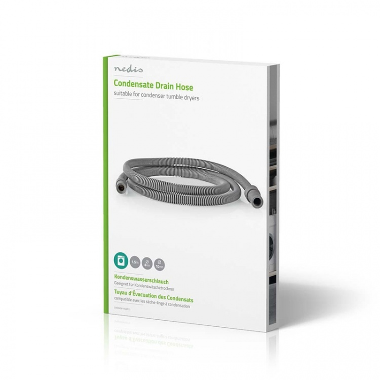 Nedis Outlet Hose | 8 mm | 10 mm | 1.50 m | Application: Condense Dryer | Plastic / Rubber | Grey
