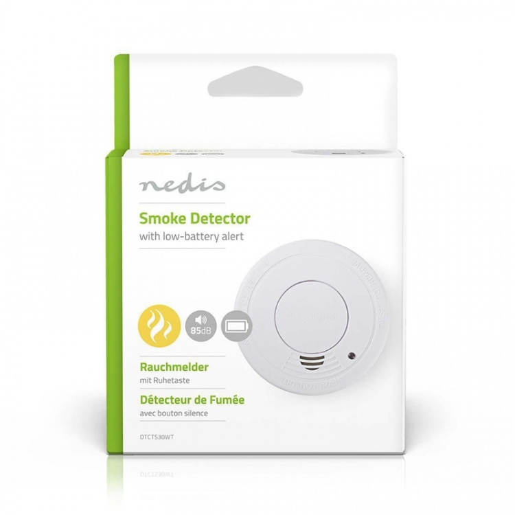 Nedis Smoke Alarm | Battery Powered | Battery life up to: 1 year | EN 14604 | With pause button | With test button | 85 dB | ABS | White