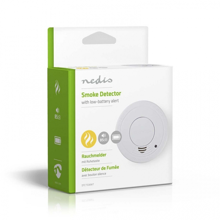 Nedis Smoke Alarm | Battery Powered | Battery life up to: 1 year | EN 14604 | With pause button | With test button | 85 dB | ABS | White