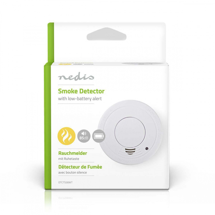 Nedis Smoke Alarm | Battery Powered | Battery life up to: 1 year | EN 14604 | With pause button | With test button | 85 dB | ABS | White