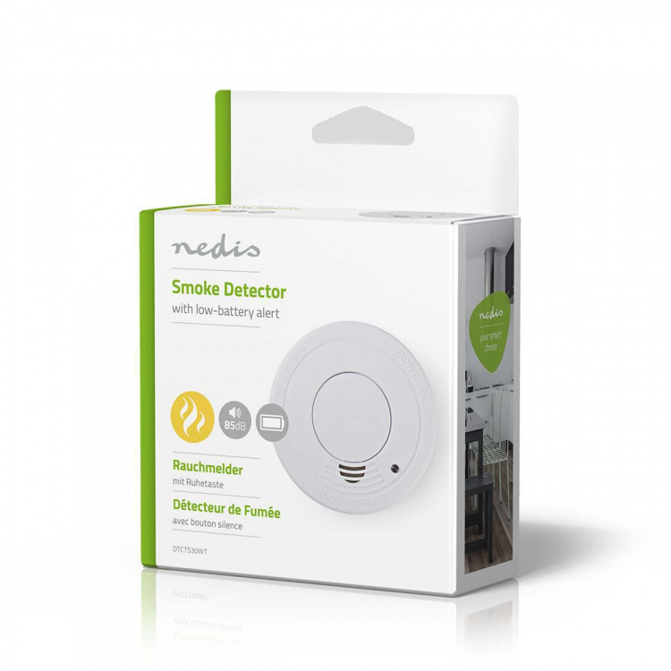 Nedis Smoke Alarm | Battery Powered | Battery life up to: 1 year | EN 14604 | With pause button | With test button | 85 dB | ABS | White