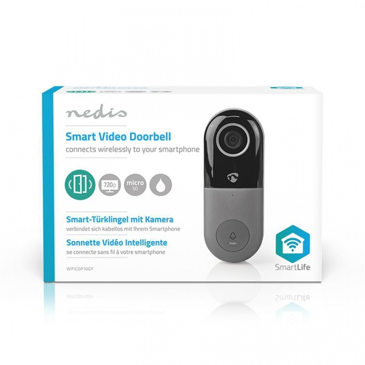 Nedis SmartLife Video Doorbell | Transformer | Full HD 1080p | Cloud Storage (optional) / microSD (not included) | IP54 | With motion sensor | Night vision | Black / Grey Nedis SmartLife Video Doorbell | Transformer | Full HD 1080p | Cloud Storage (optional) / microSD (not included) | IP54 | With motion sensor | Night vision | Black / Grey