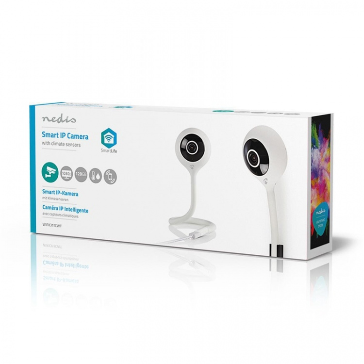 Nedis SmartLife Indoor Camera | Full HD 1080p | Cloud Storage (optional) / microSD (not included) | With motion sensor | Night vision | White Nedis SmartLife Indoor Camera | Full HD 1080p | Cloud Storage (optional) / microSD (not included) | With motion sensor | Night vision | White