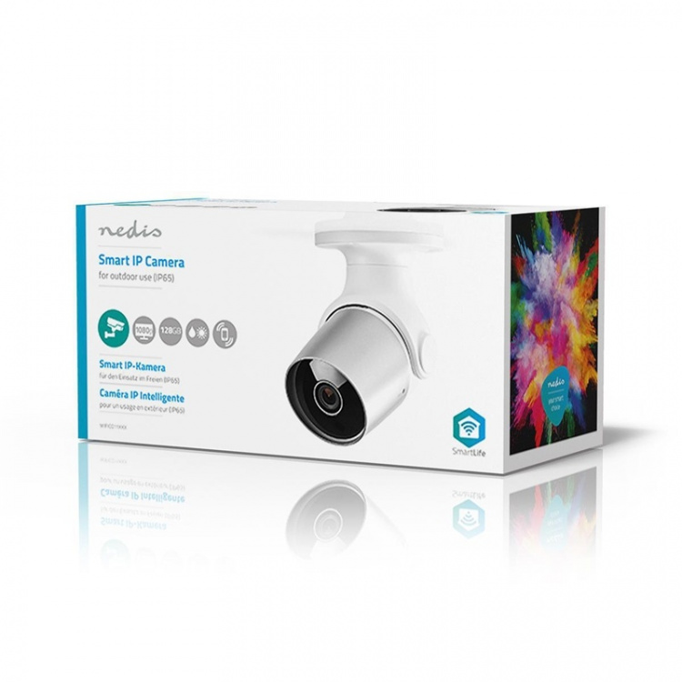 Nedis SmartLife Outdoor Camera | Full HD 1080p | IP65 | Cloud Storage (optional) / microSD (not included) | 12 V DC | With motion sensor | Night vision | Silver / White