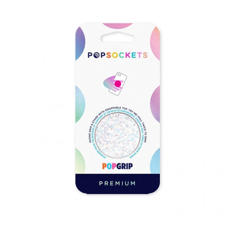 PopSockets Sparkle Snow White Removable Grip with Standfunction Premium