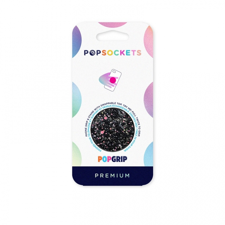 PopSockets Sparkle Black Removable Grip with Standfunction Premium PopSockets Sparkle Black Removable Grip with Standfunction Premium