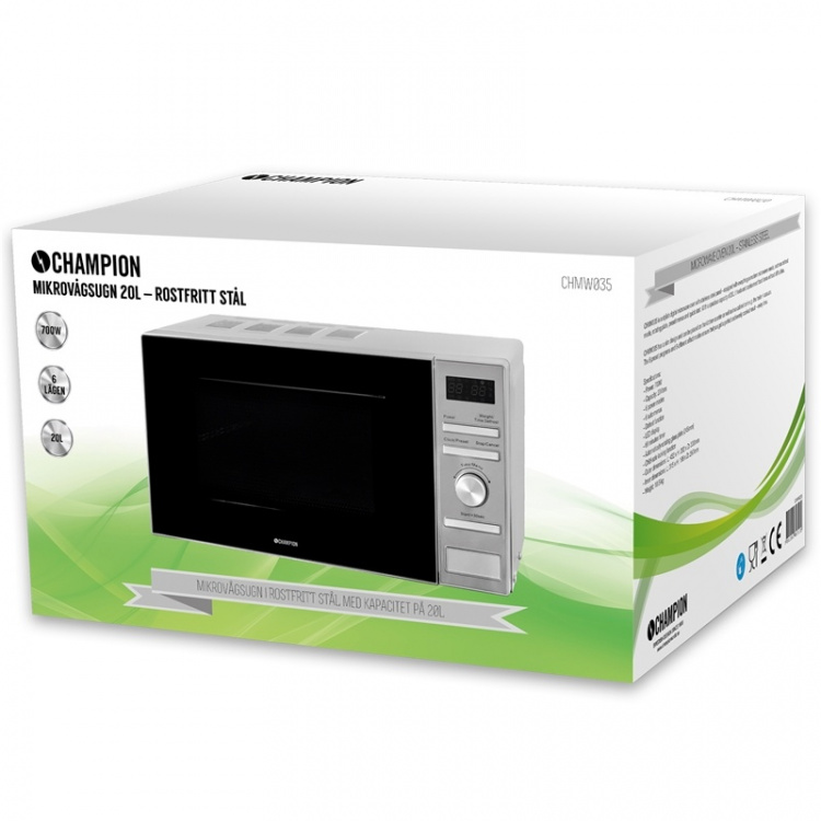 Champion Mikrovågsugn 20l 700W, Rostfri Champion Mikrovågsugn 20l 700W, Rostfri