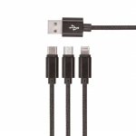 Setty 3in1 USB cable to microUSB/USB-C/Lightning, 1,2 m, Black Setty 3in1 USB cable to microUSB/USB-C/Lightning, 1,2 m, Black