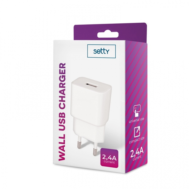 Setty USB Wall Charger 2.4A White