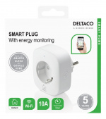 DELTACO SMART HOME Smart Plug with energy monitoring, 2.4GHz, white