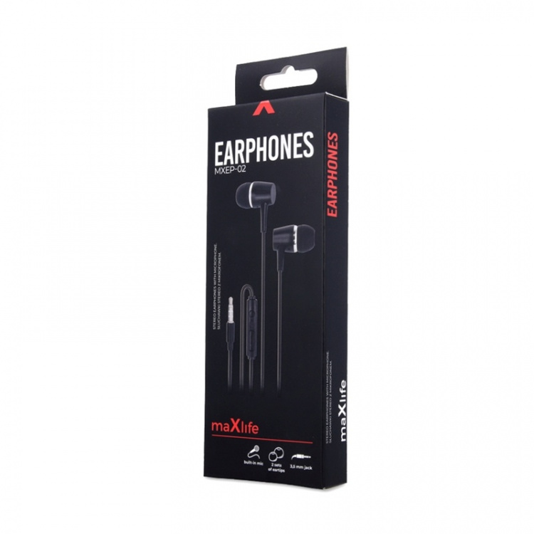 Maxlife MXEP-02 - In-Ear Headphones with Mic, Black