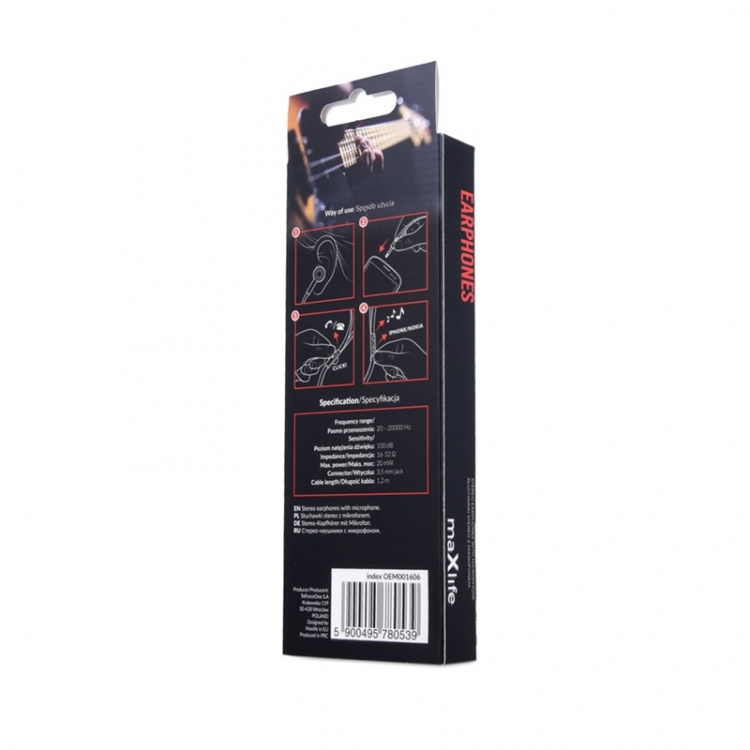 Maxlife MXEP-02 - In-Ear Headphones with Mic, Black