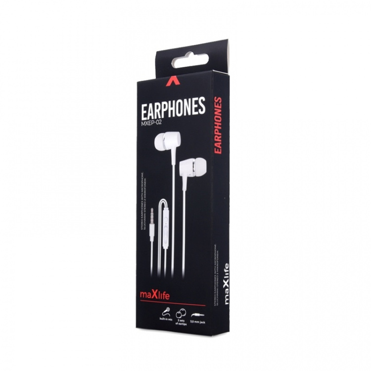 Maxlife MXEP-02 - In-Ear Headphones with Mic, White