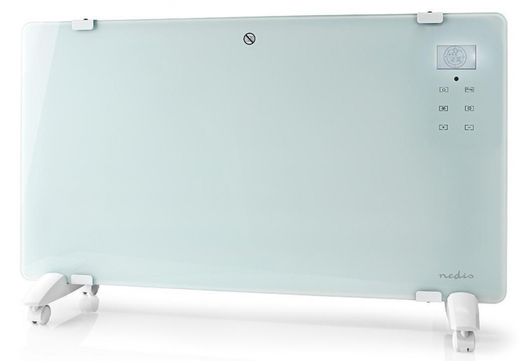 Nedis SmartLife Convection Heater | Suitable for bathroom | Glass Panel | 2000 W | 2 Heat Settings | LED | 15 - 35 °C | Adjustable thermostat | White