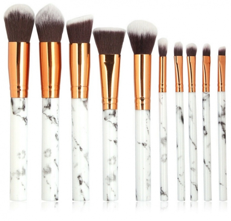 Professional gentle makeup brushes 10-Pack, Marble white Professional gentle makeup brushes 10-Pack, Marble white
