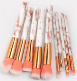10-Pack professional & gentle makeup brushes - beautiful design in marble & rose gold. 10-Pack professional & gentle makeup brushes - beautiful design in marble & rose gold.