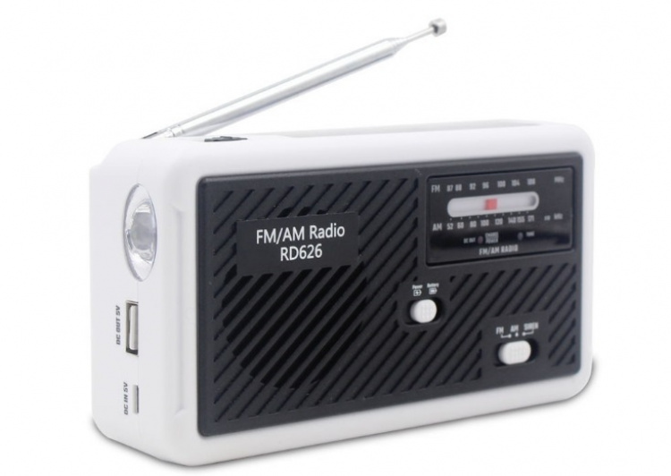 Multifunctional Crank Radio with LED Light - FM Radio, USB, Solar Power, Dynamo RD626