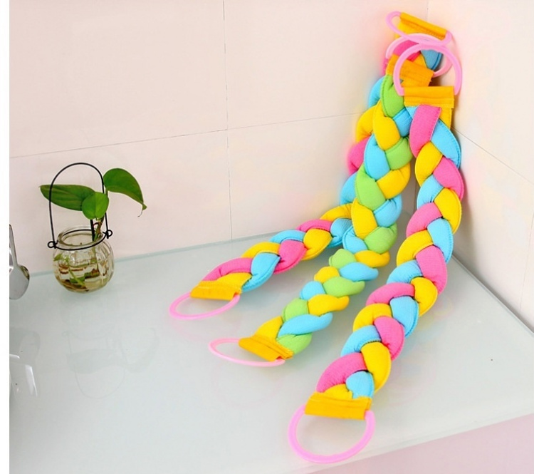 Shower sponge, Long with handle, Multicolored