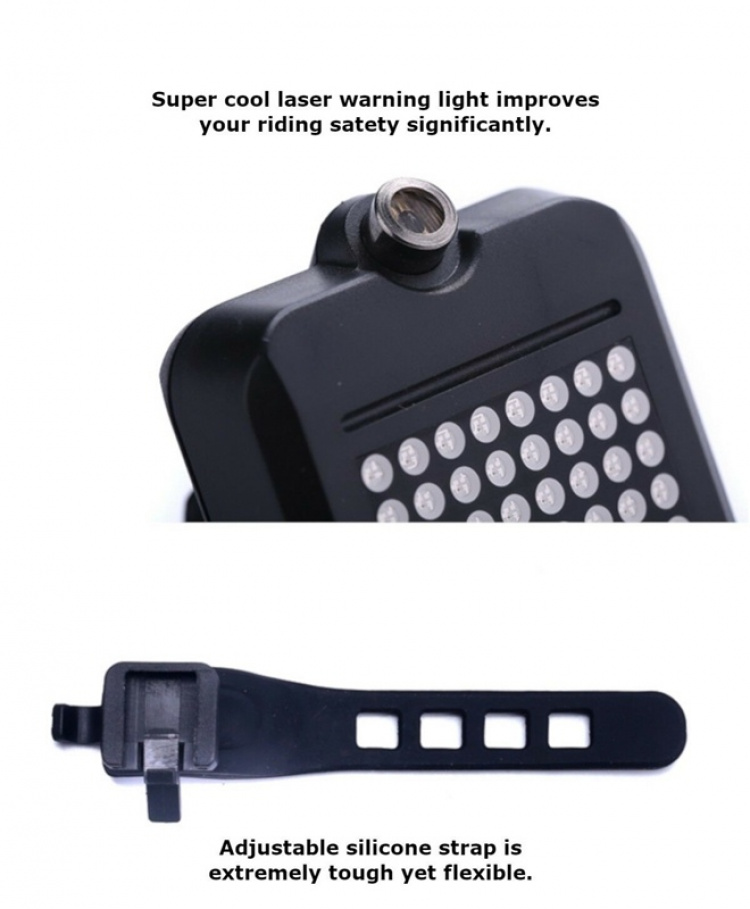 Smart automatic bike tail light with laser sensor & 64pcs LED