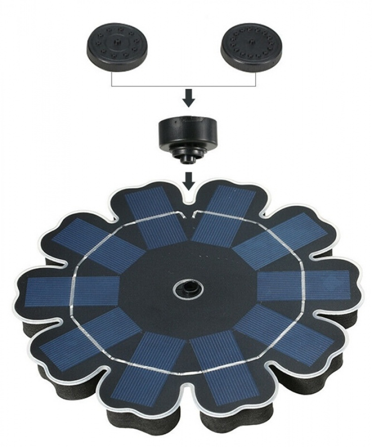 Floating fountain powered by solar cells Floating fountain powered by solar cells